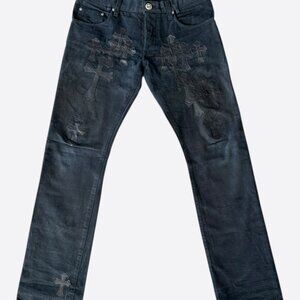 Chrome Hearts Black Cross Patch Jeans